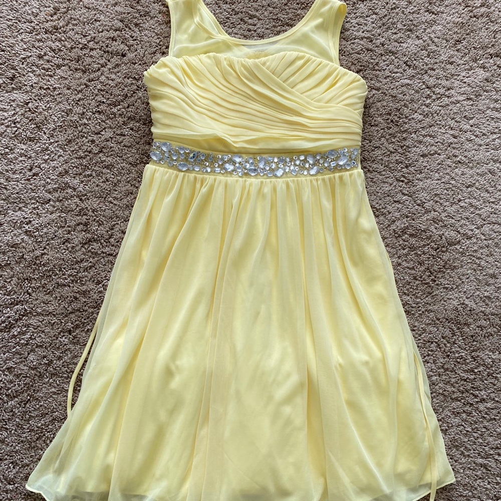 Girls Yellow Dress with Gemstone Detailing